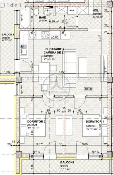 Apartament cu 3 camere decomandat în Central