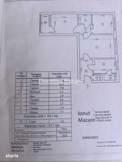 Apartament cu 3 camere în Central
