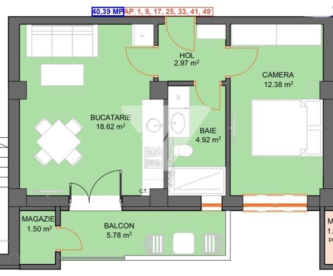 Apartament cu 2 camere decomandat în Șelimbăr