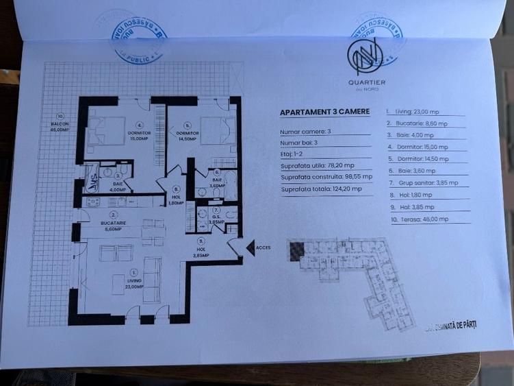 Apartament cu 3 camere decomandat în Floreasca