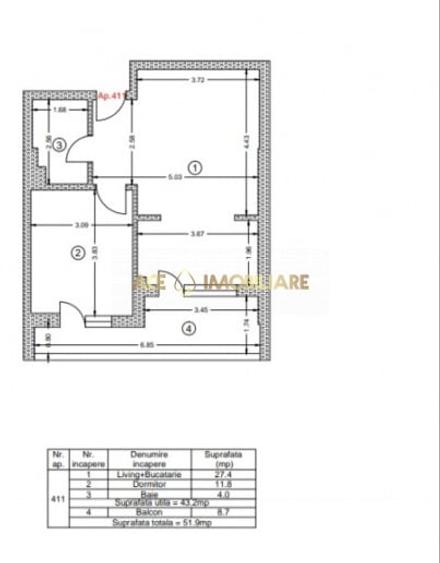 Apartament cu 2 camere semidecomandat, mobilat în Popești-Leordeni