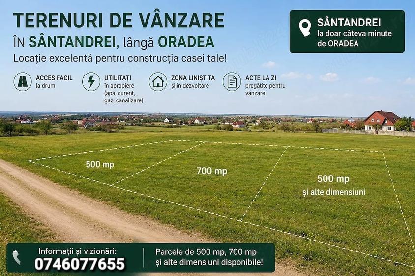 Teren de 700 mp, în Sântandrei