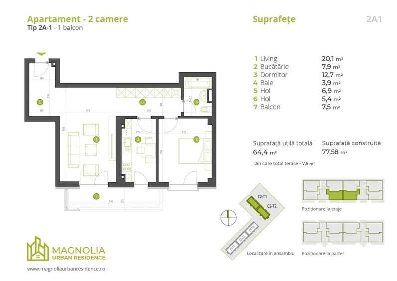 Apartament cu 2 camere decomandat în Bucureștii Noi