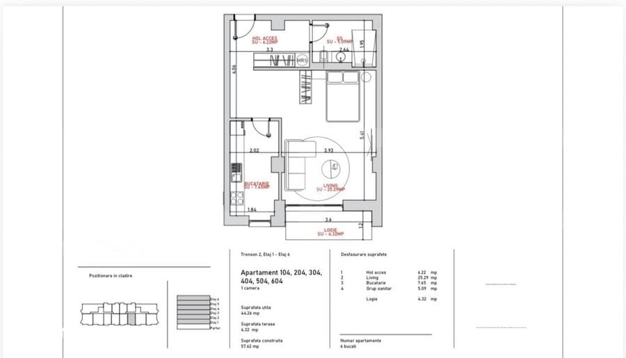Apartament cu 2 camere în Stoicănești