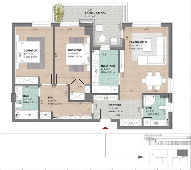 Apartament cu 3 camere în Salca