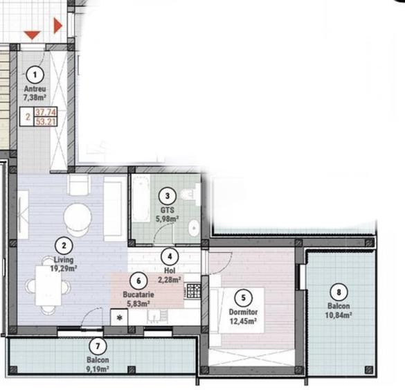 Apartament cu 2 camere decomandat, mobilat în Moșnița Nouă