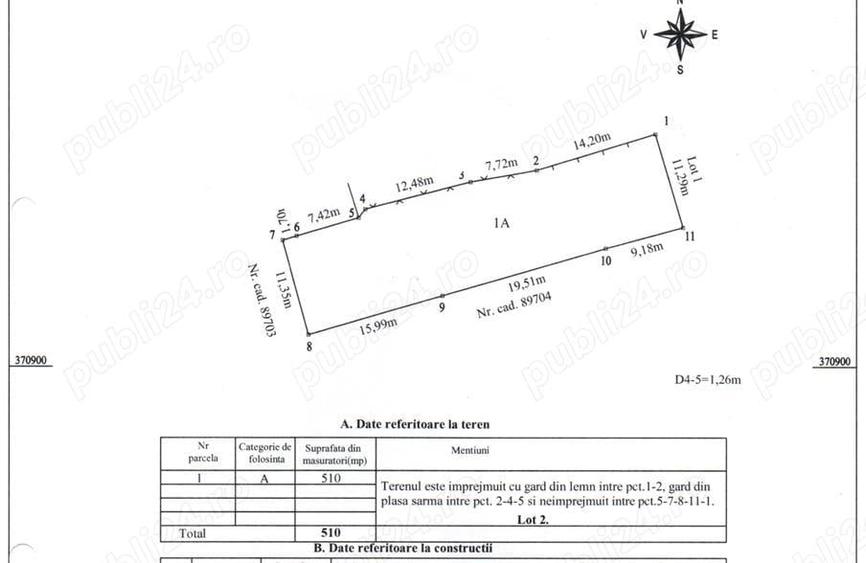 Teren de 510 mp, în Exterior Vest