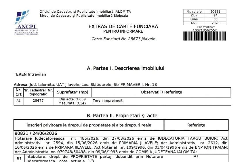 Casă individuală cu 3 camere cu Teren 3600 Mp în Slătioarele
