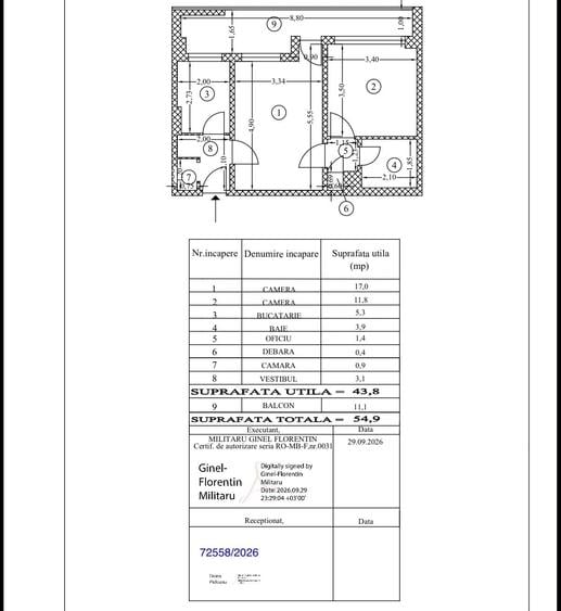 Apartament cu 2 camere semidecomandat în Ștefan cel Mare