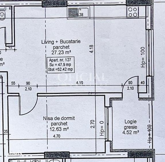 Apartament cu 2 camere semidecomandat în Florești