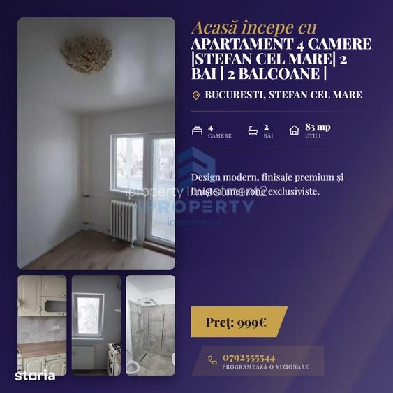 Apartament 4 Camere |Stefan Cel Mare| 2 Bai | 2 Balcoane | Perfect Pen