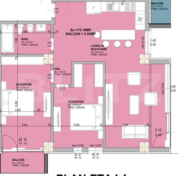 Apartament cu 2 camere decomandat în Central