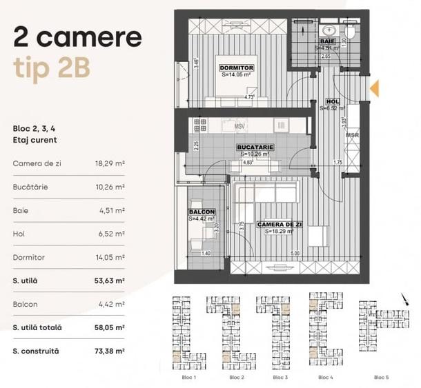 Apartament cu 2 camere decomandat în Bucureștii Noi