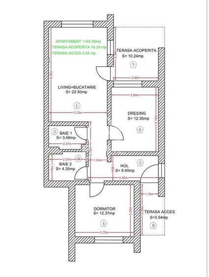 Apartament cu 3 camere în Cetate