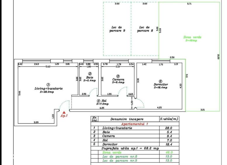 Apartament cu 3 camere în Rudicica