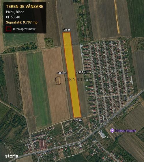 Teren intravilan in -Paleu 9.707 mp | Potential excelent de investitie - 2