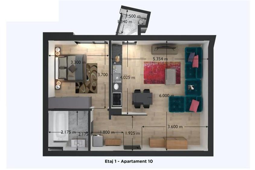 Apartament cu 2 camere decomandat în Cetății