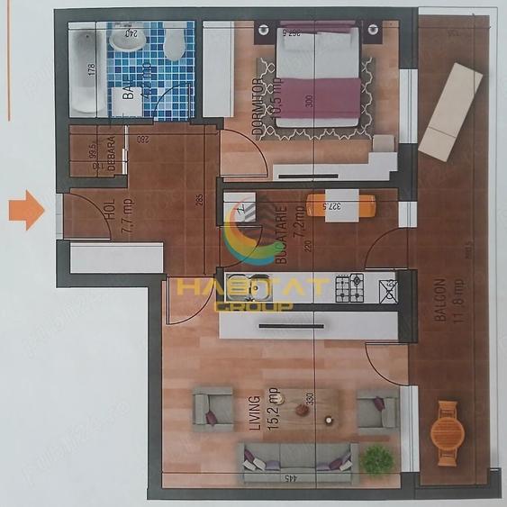 Apartament cu 2 camere decomandat în Vest