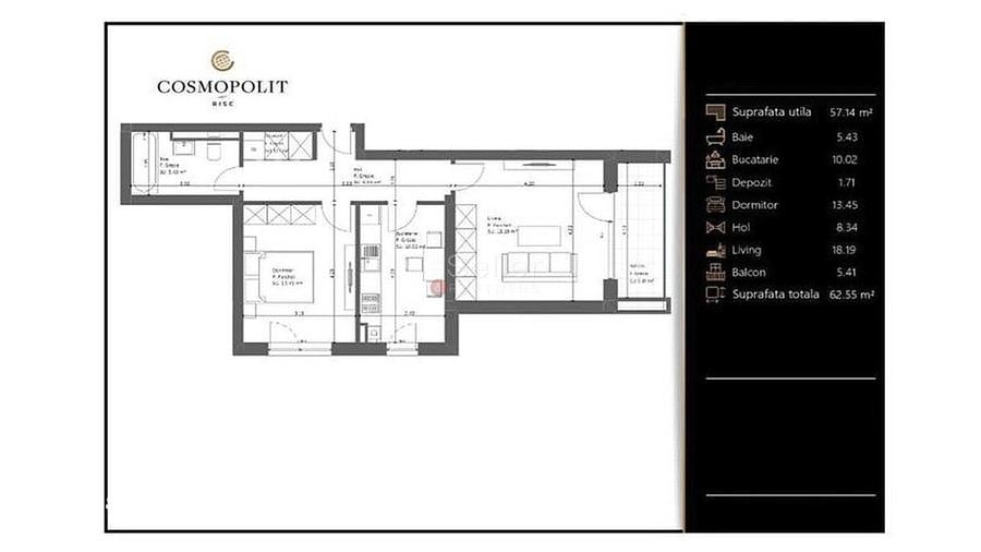 Apartament cu 2 camere în Valea Cetății