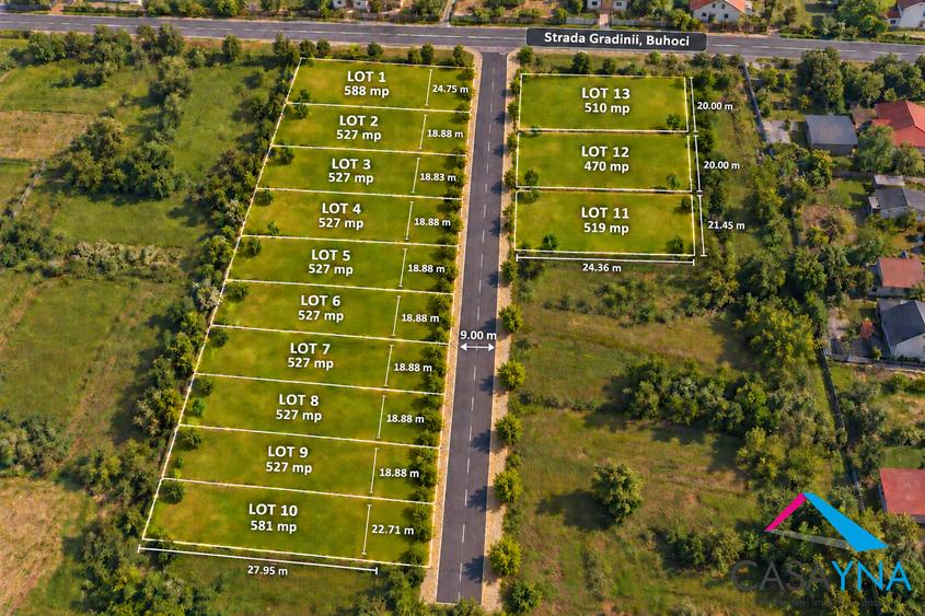 Teren Construcții intravilan de 527 mp, în Buhoci