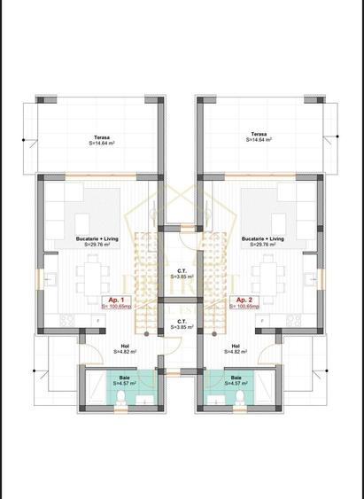 Duplex cu 4 camere cu Canalizare în Moșnița Veche