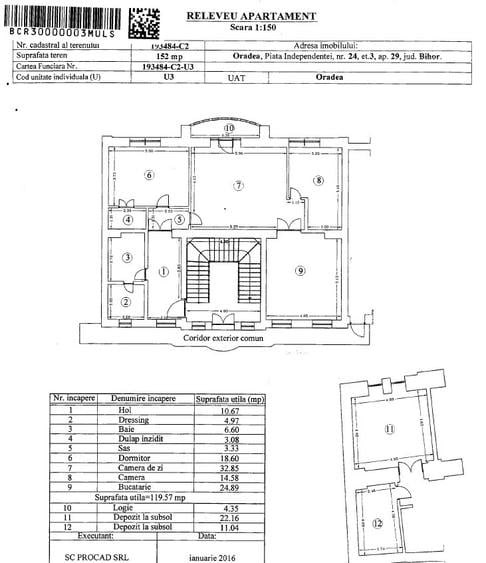 Apartament cu 3 camere în Centru Civic