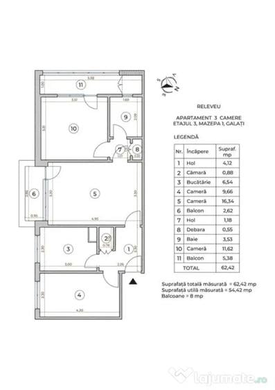 Apartament cu 3 camere semidecomandat în Mazepa 1