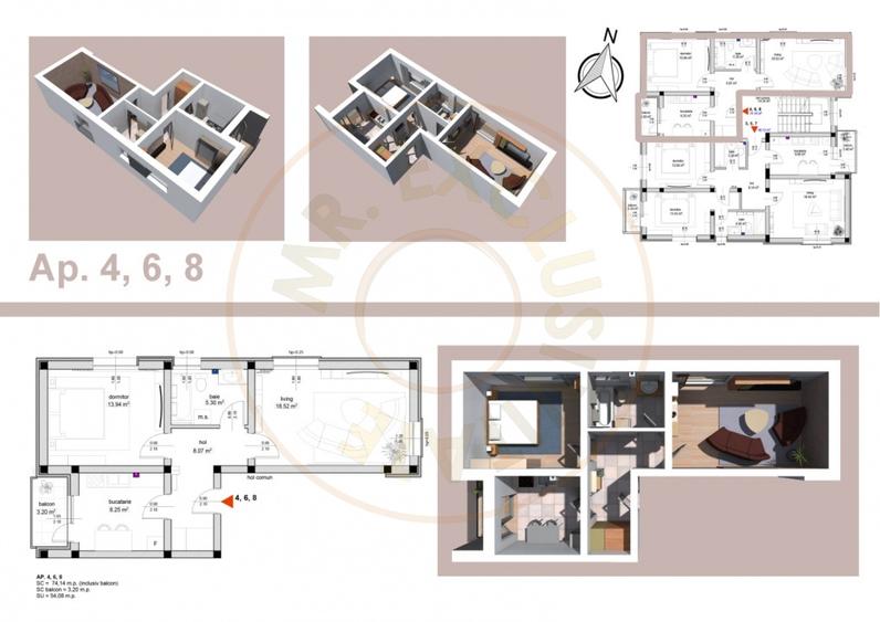 Apartament cu 2 camere decomandat în Smeura