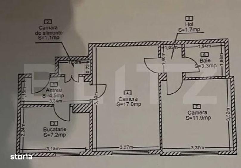 Apartament cu 2 camere în Horea