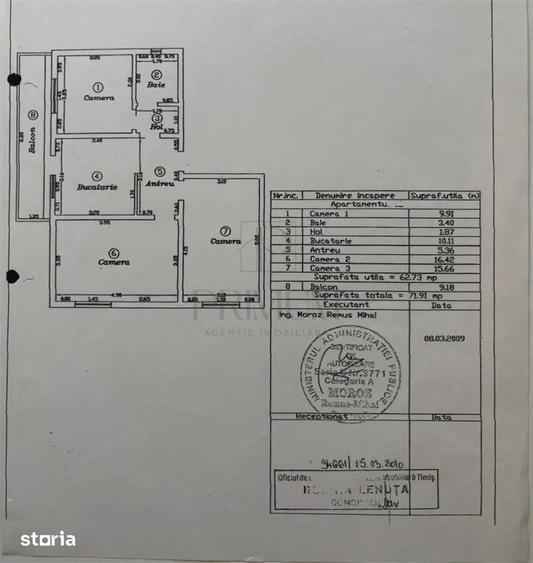 Apartament cu 3 camere decomandat în Soarelui