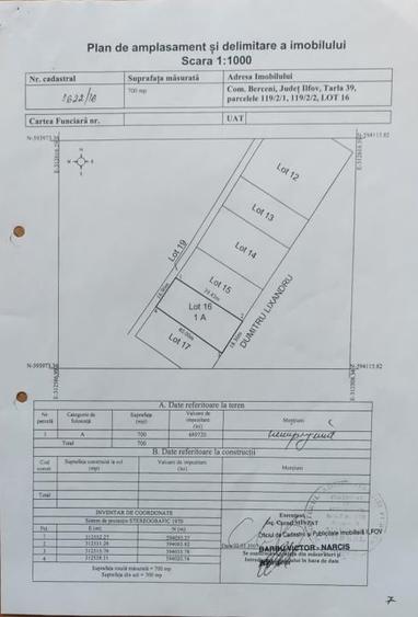 Comuna Berceni Lot teren 700 mp Intravilan deschidere 17m - 4