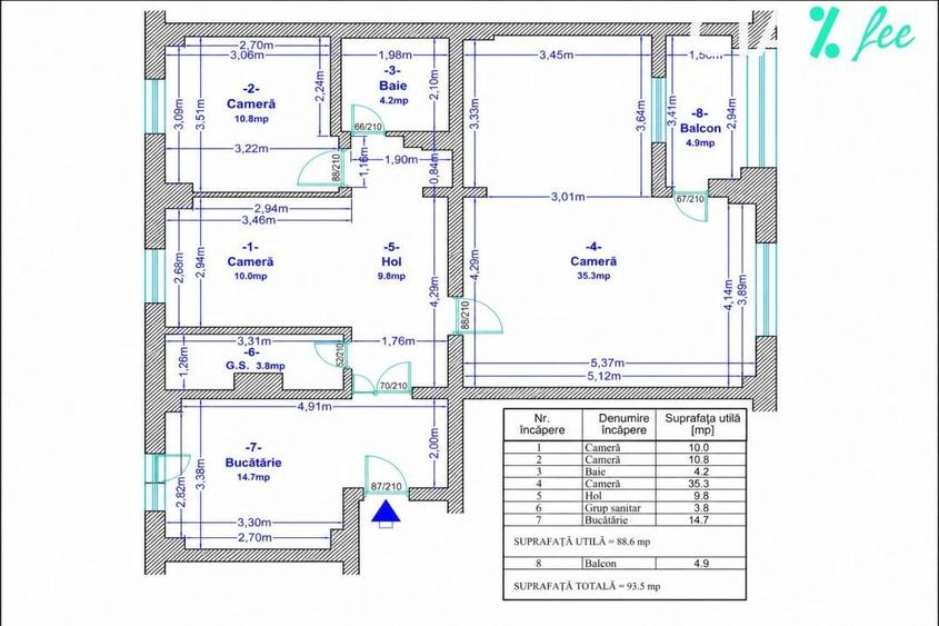 Apartament cu 4 camere decomandat în Virtuții