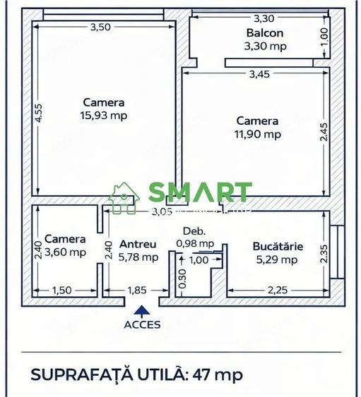 Apartament 2 camere. Zona Calea Romanilor, Arad - 1