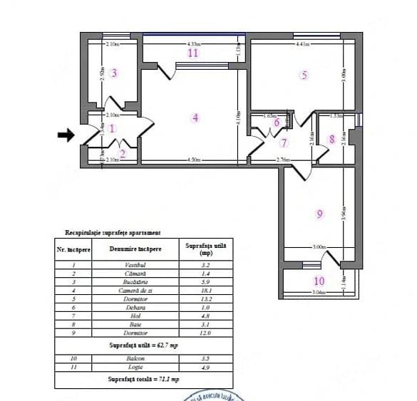 Apartament cu 3 camere semidecomandat în Drumul Taberei