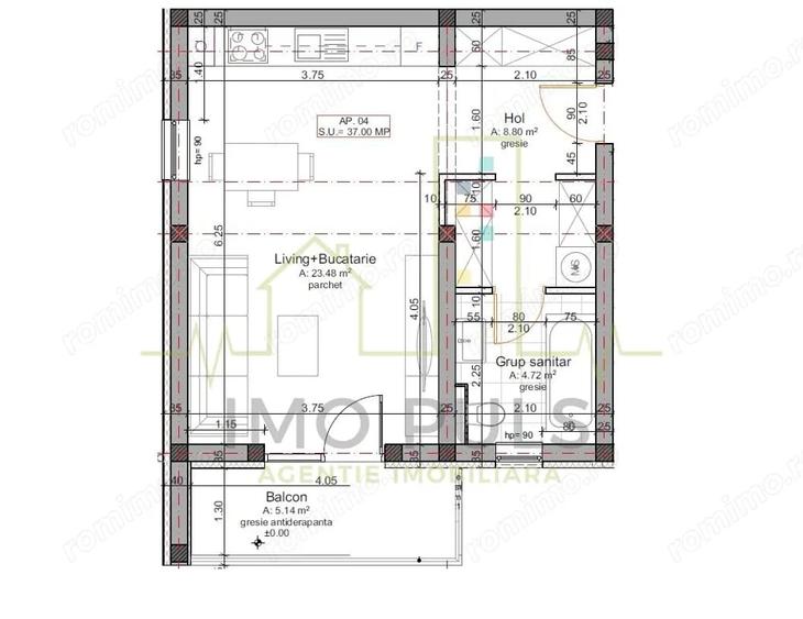 Apartament cu 1 Camera in Bloc nou. Finisajele sunt la alegerea cumparatorului. - 7