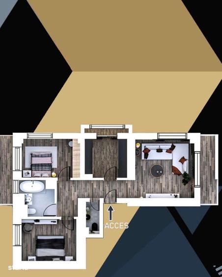 Apartament cu 3 camere în Ștefan cel Mare