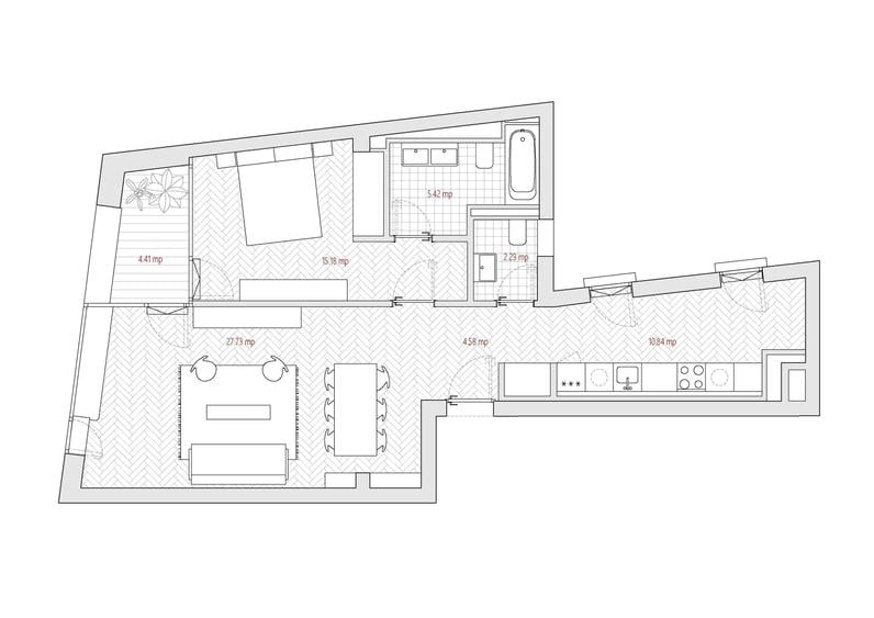 Apartament cu 2 camere decomandat în Central