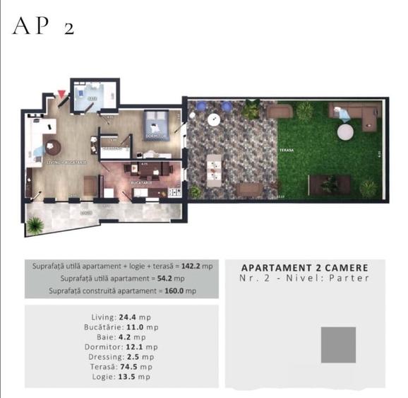 Apartament cu 2 camere decomandat în Florești — fotografia 1