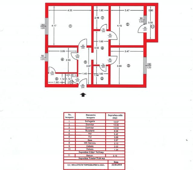 Apartament cu 3 camere decomandat în Central