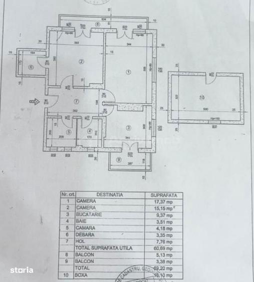 Apartament cu 3 camere, mobilat în Pieptănari