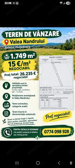 Vand teren in Valea Nandrului