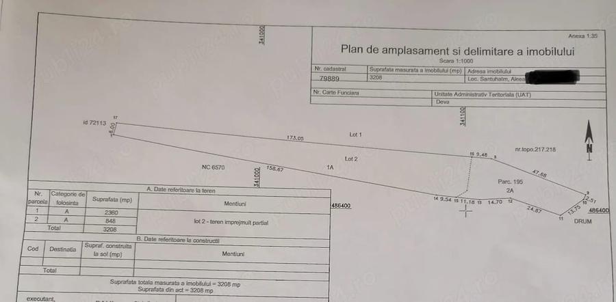 Teren de 3208 mp, în Sântuhalm