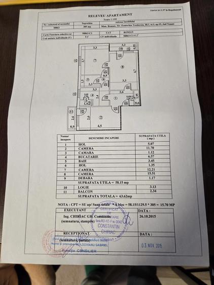 Apartament cu 3 camere decomandat, mobilat în Central