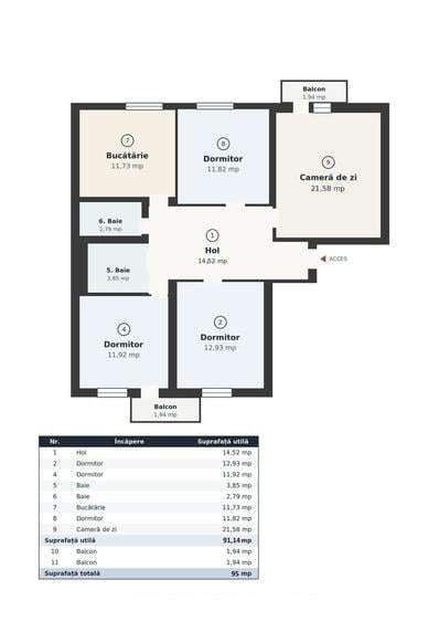 Apartament cu 4 camere decomandat în Decebal