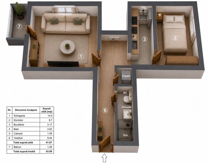 Apartament cu 2 camere decomandat în Drumul Taberei