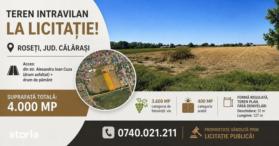Teren intravilan - 4.000 mp, Loc. Roseti - 3