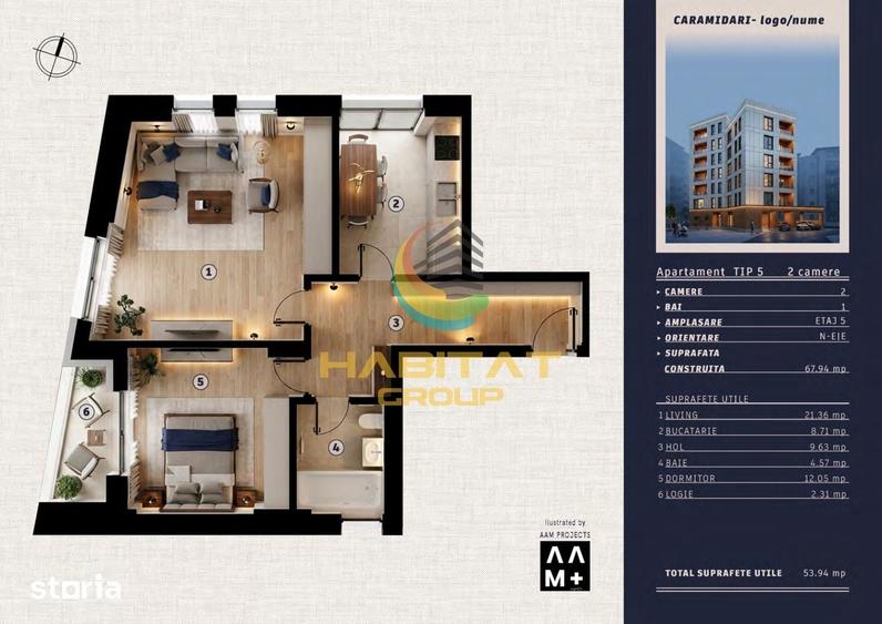 Apartament cu 3 camere în Tineretului