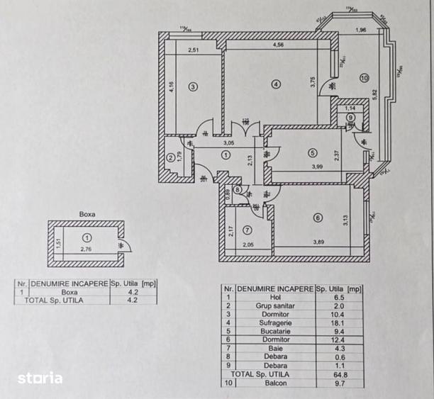 Apartament 3 camere decomandat, 64.80 mp, zona Republicii - 9