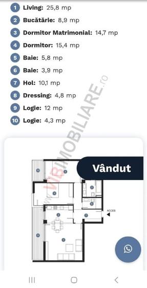 Apartament cu 3 camere decomandat în Străulești