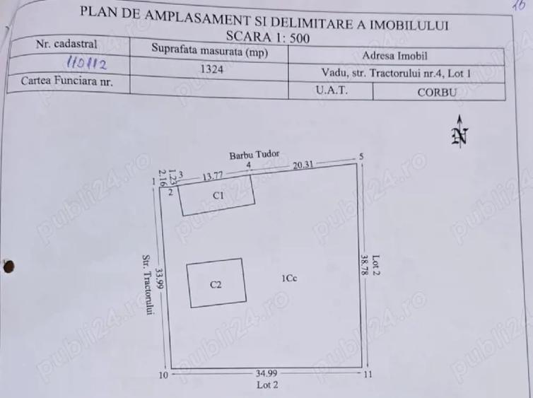 Teren de 1100 mp, în Vadu